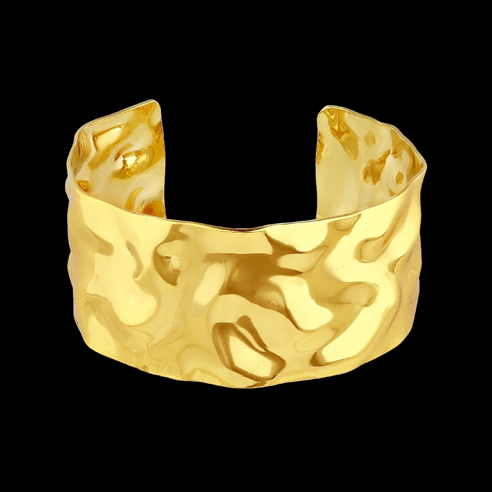 GOLD TONE LARGE HOLLOW WAVY DESIGN THICK BRACELET